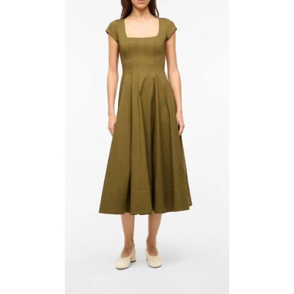 STAUD Olive Green Midi Dress